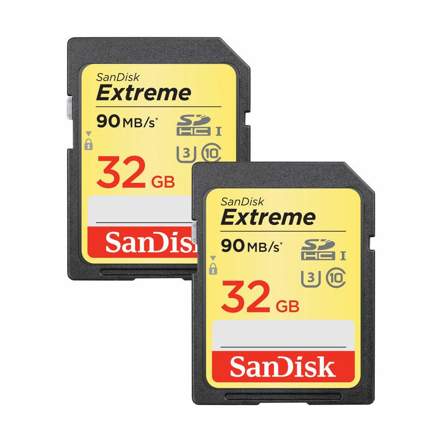 SanDisk Extreme SDHC Card 32GB 90MB/s Class 10 UHS-I U3 2-pack SDSDXNE-032G-GNCI2 Memorijska kartica 