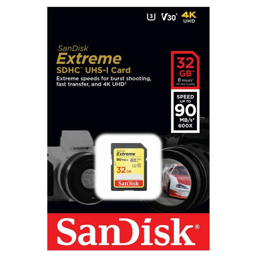 SanDisk Extreme SDHC Card 32GB 90MB/s V30 UHS-I U3 SD memorijska kartica SDSDXVE-032G-GNCIN