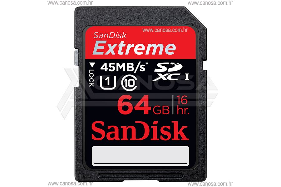 SanDisk Extreme SDXC Card 64GB 45MB/s SDSDX-064G-X46 memorijska kartica