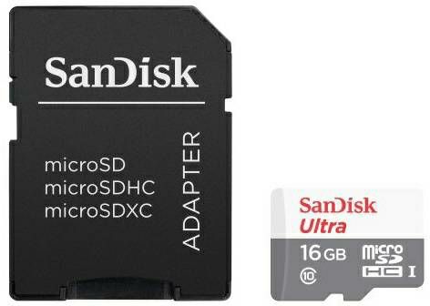 SanDisk microSDHC 16GB 80MB/s Class 10 + SD Adapter Ultra Android memorijska kartica (SDSQUNS-016G-GN3MA)