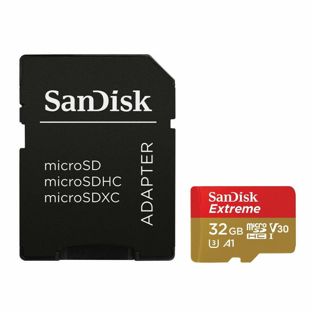 SanDisk microSDHC 32GB 100MB/s + SD Adapter for Action Sports Cameras - works with GoPro Messaging Twin Pack Extreme A1 C10 V30 UHS-I U3 memorijska kartica (SDSQXAF-032G-GN6AT)