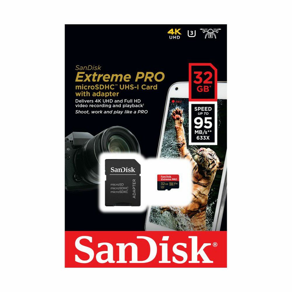 SanDisk microSDHC 32GB 95MB/s + SD Adapter + Rescue Pro Deluxe Extreme Plus V30 UHS-I memorijska kartica (SDSQXWG-032G-GN6MA)