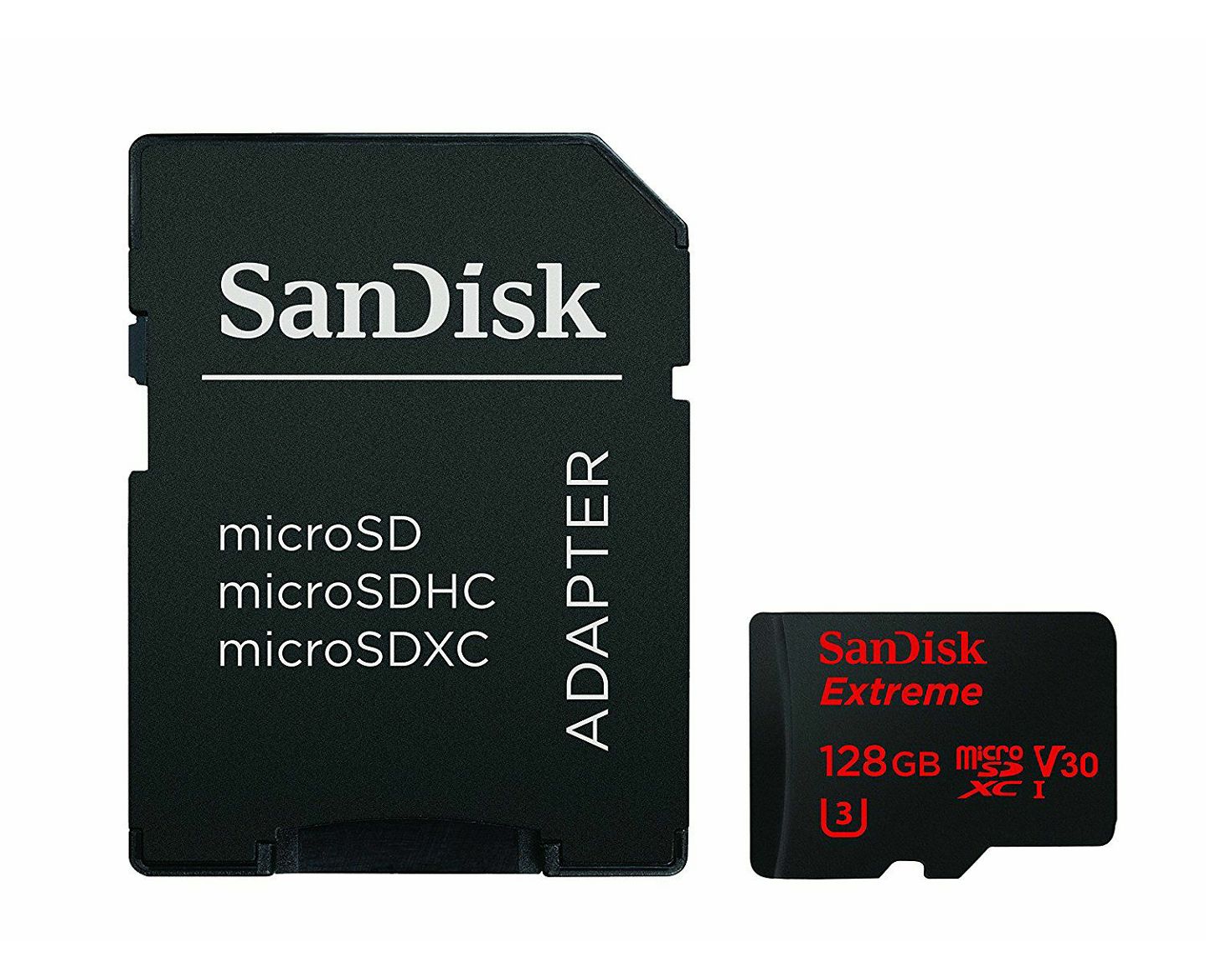 SanDisk microSDXC 128GB 100MB/s + SD Adapter + Rescue Pro Deluxe Extreme A1 C10 V30 UHS-I U3 memorijska kartica (SDSQXAF-128G-GN6MA)