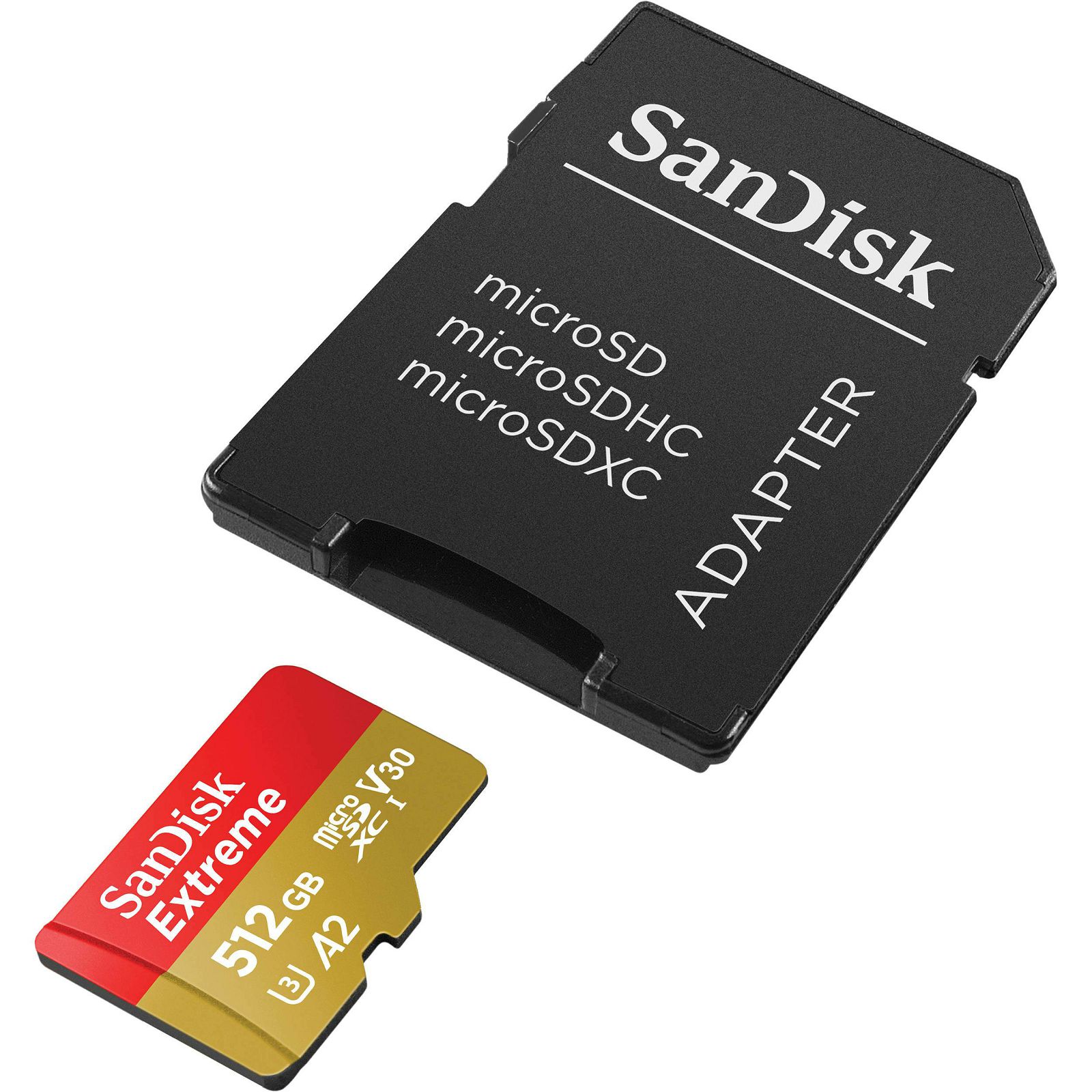 SanDisk microSDXC 512GB 160MB/s read 90MB/s write Extreme UHS-I A2 V30 U3 memorijska kartica + SD Adapter (SDSQXA1-512G-AN6MA)