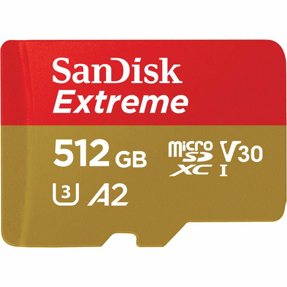 SanDisk microSDXC 512GB 160MB/s read 90MB/s write Extreme UHS-I A2 V30 U3 memorijska kartica + SD Adapter (SDSQXA1-512G-AN6MA)