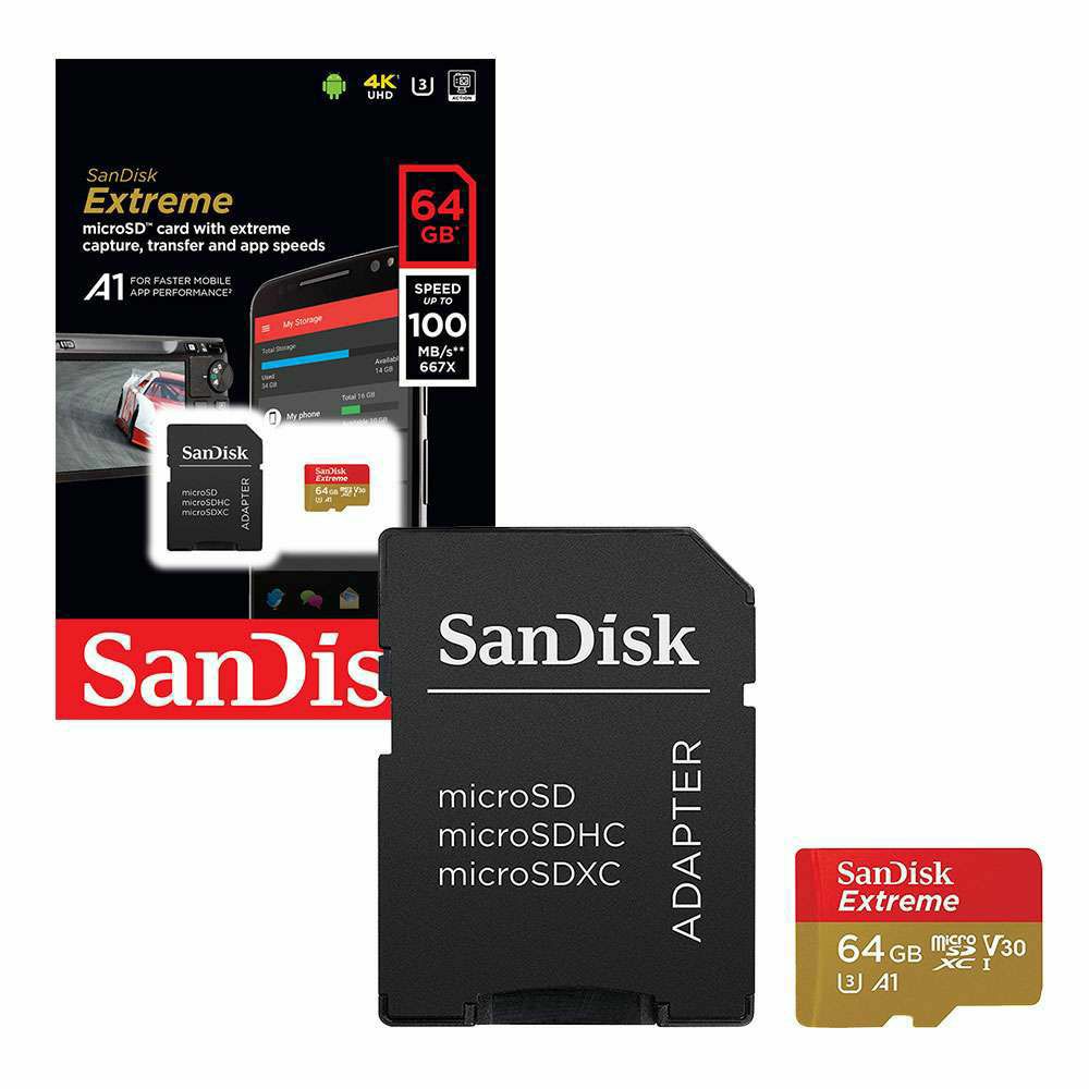 SanDisk microSDXC 64GB 100MB/s + SD Adapter + Rescue Pro Deluxe Extreme ...