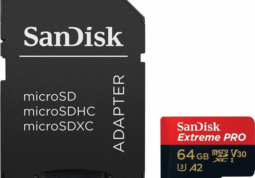 SanDisk microSDXC 64GB 170MB/s read 90MB/s write Extreme Pro A2 Class 10 V30 UHS-I U3 memorijska kartica + SD Adapter (SDSQXCY-064G-GN6MA)