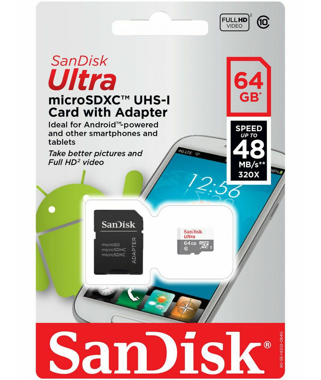 SanDisk microSDXC 64GB 48MB/s Ultra uSD Class 10 UHS Card + Adapter N/J memorijska kartica (SDSQUNB-064G-GN3MA)