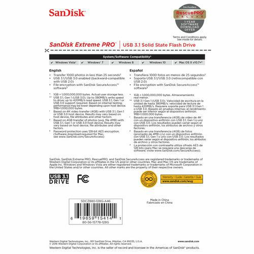 SanDisk SanDisk Extreme PRO USB 3.1 Solid State Flash Drive 128GB USB memorija (SDCZ880-128G-G46)