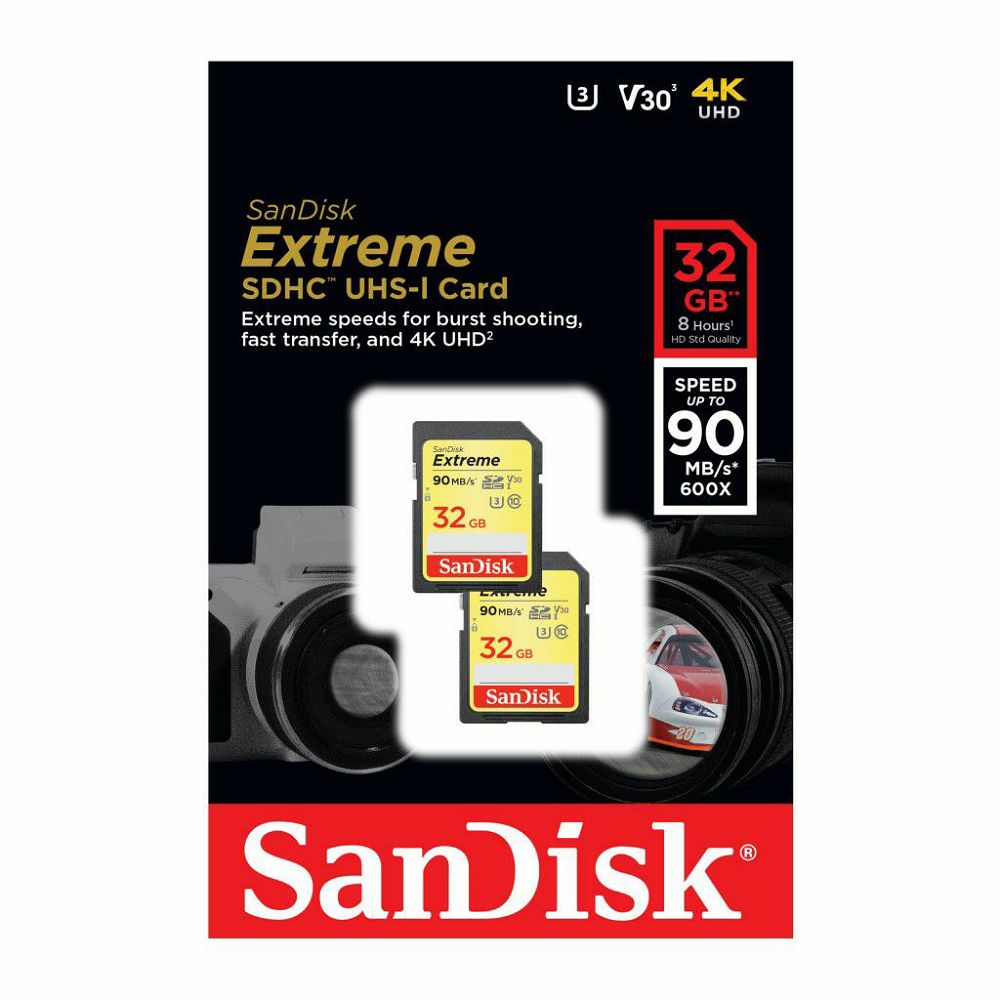 SanDisk SDHC 32GB 90MB/s Extreme Plus V30 UHS-I U3 2-pack memorijska kartica (SDSDXWF-032G-GNCI2)