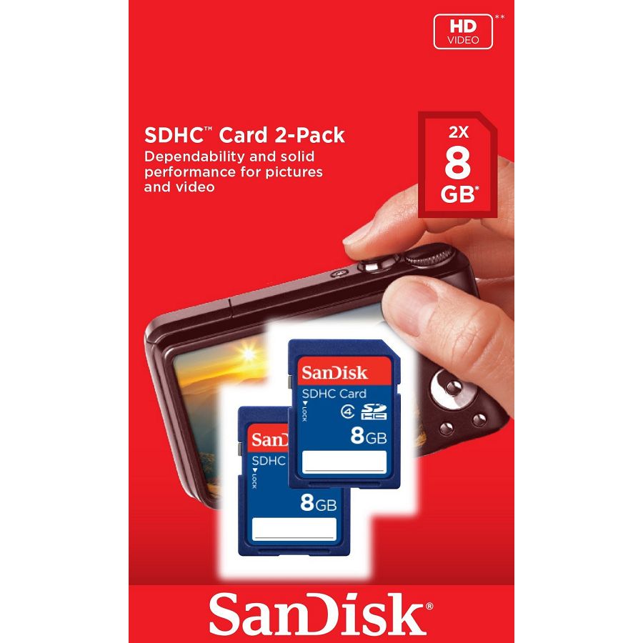 SanDisk SDHC 8GB 2-Pack 15MB/s  Class 4 Secure SDSDB2-008G-B35 memorijska kartica