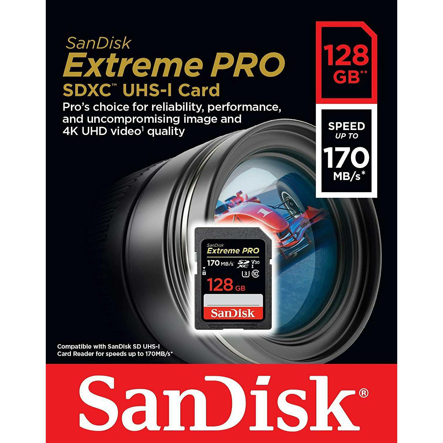 SanDisk SDXC 128GB 170MB/s 90MB/s Extreme Pro SD Card V30 UHS-I U3 4K memorijska kartica SDSDXXY-128G-GN4IN