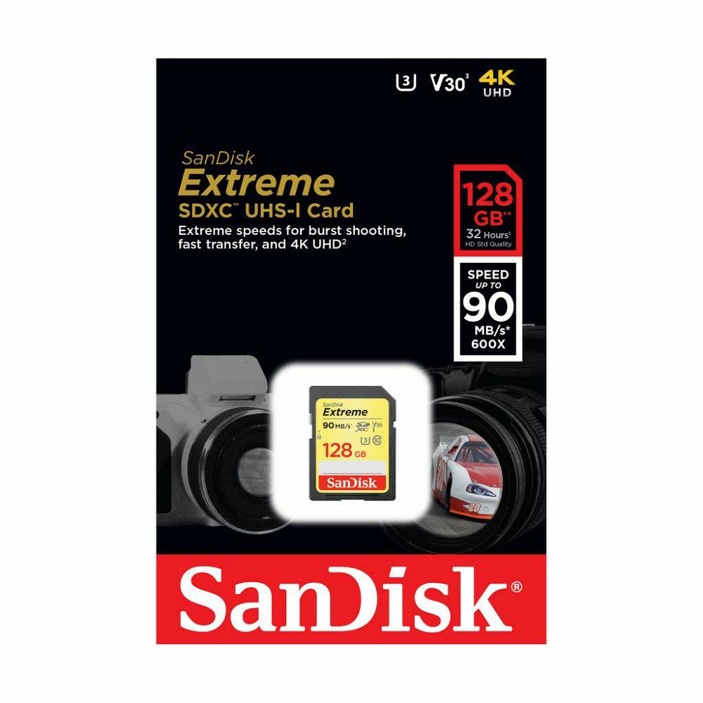 SanDisk SDXC 128GB 90MB/s Extreme Card V30 UHS-I U3 memorijska kartica (SDSDXVF-128G-GNCIN)