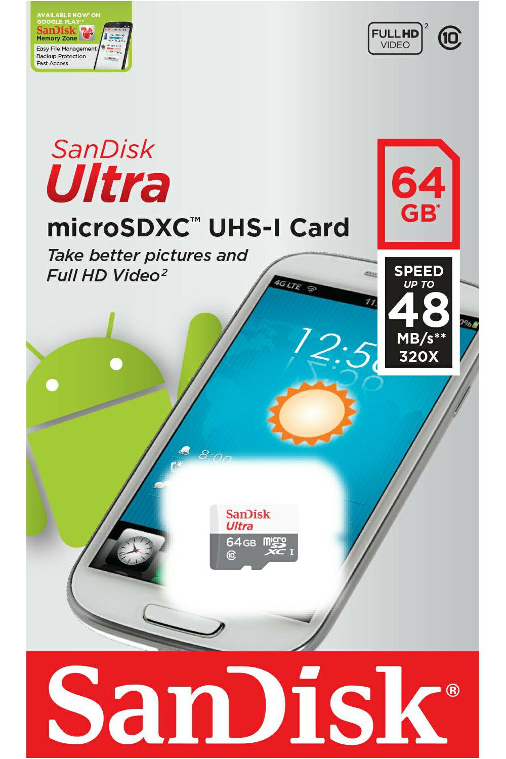 SanDisk Ultra Android microSDXC 64GB 48MB/s Class 10 UHS-I SDSQUNB-064G-GN3MN Memorijska kartica