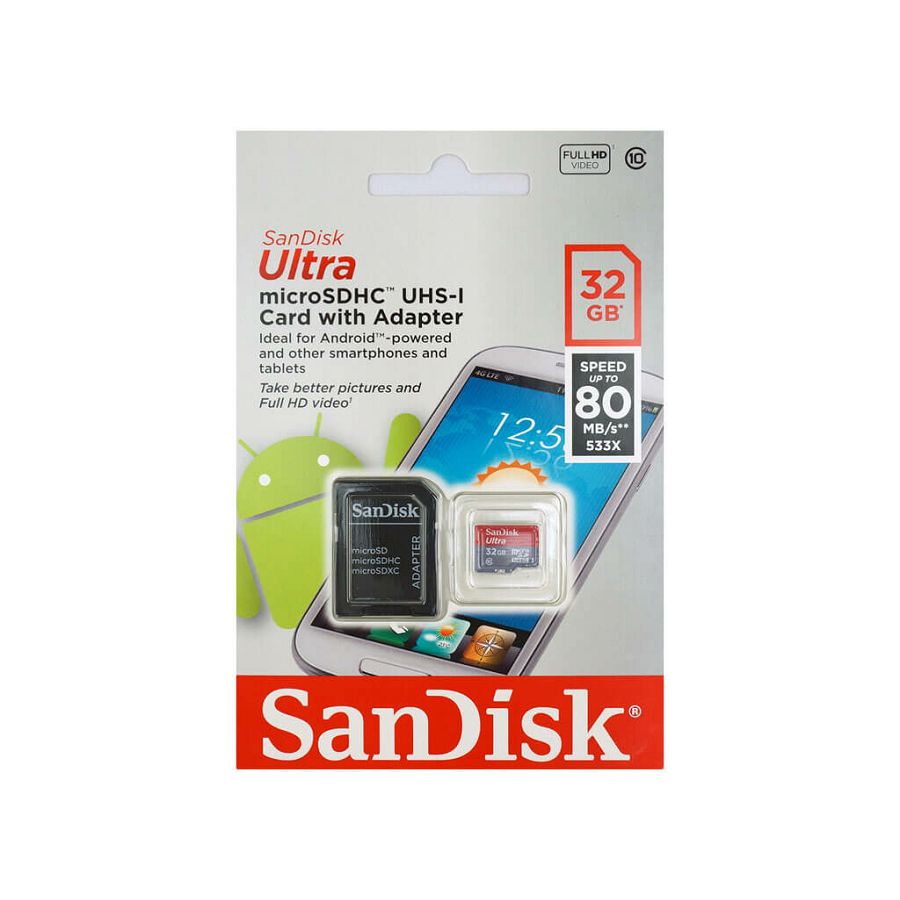 SanDisk Ultra microSDHC 32GB 80MB/s class 10 Flash Card with adapter SDSQUNC-032G-GN6MA Memorijska kartica