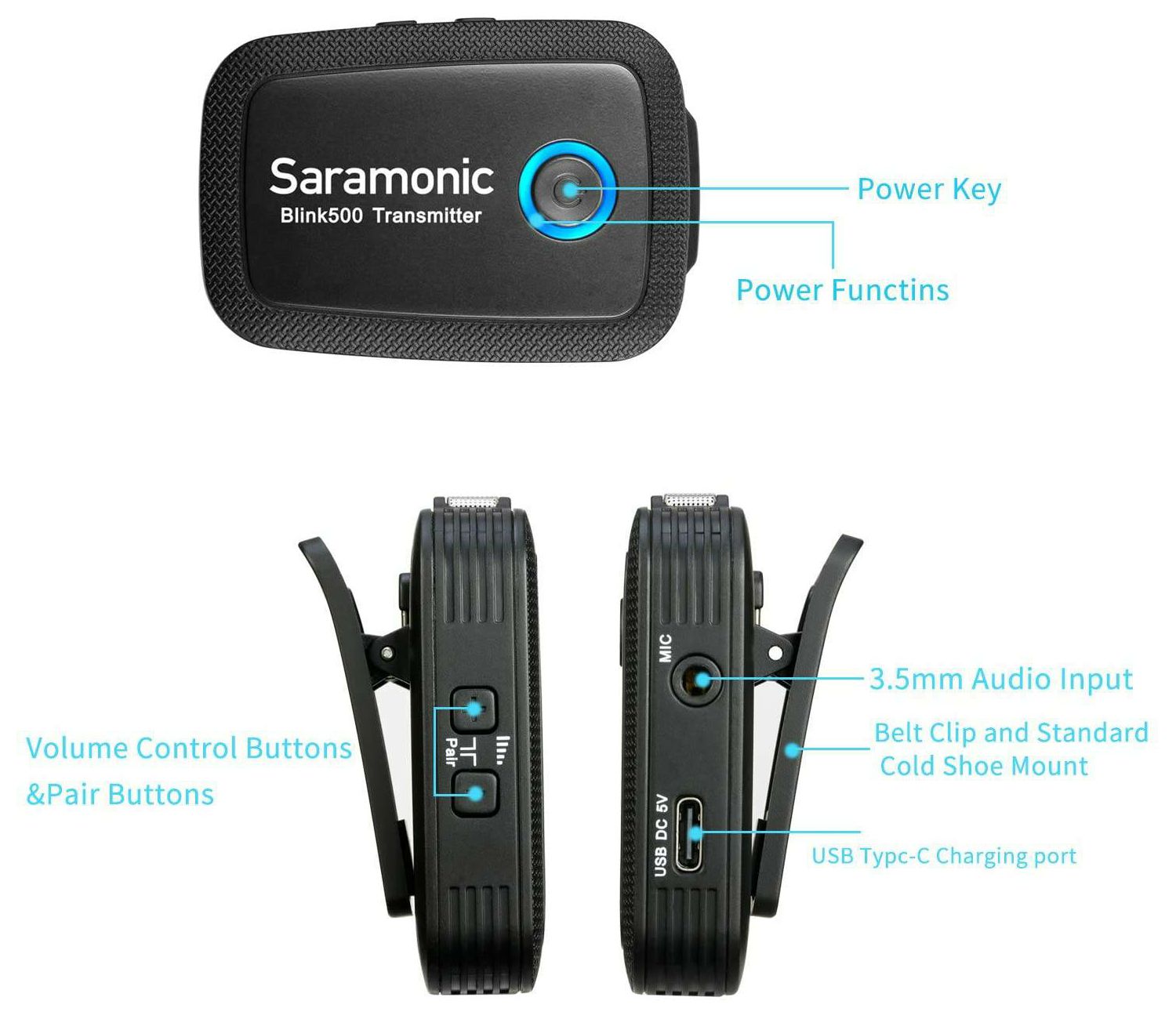 Saramonic Blink 500 B6 2.4G Wireless Microphone system (TX+TX+RXUC) komplet 1x receiver + 2x transmitter + lavalier mikrofon za USB-C tip uređaja 