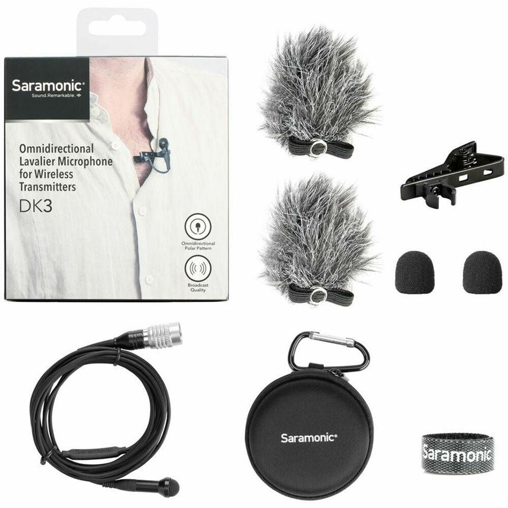 Saramonic DK3C Omni Directional Lavalier Microphone (4mm capsule) 4-Pin hirose connector lavalier mikrofon za Audio-Technica bežične transmittere