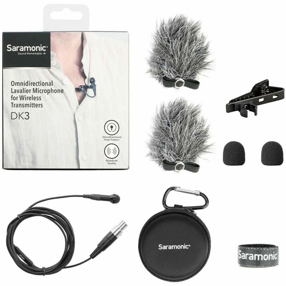 Saramonic DK3F Omni Directional Lavalier Microphone (4mm capsule) TA3F mini XLR 3-PIN connector lavalier mikrofon za AKG, Samson bežične transmittere