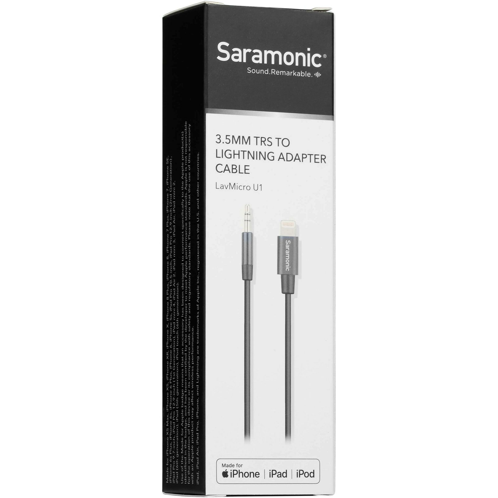 Saramonic LavMicro U1B Lavalier Microphone with detachable lightning connector lavalier mikrofon 6m za iPhone X/8/7/7+/SE/6s/6/5S/5, iPad, iPod Touch