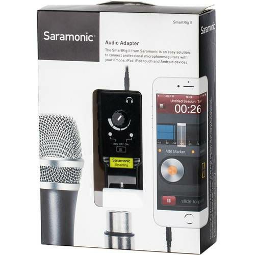 Saramonic SmartRig II XLR Mic & 1/4" Guitar Microphone Adapter with Phantom Power Preamp for Smartphones