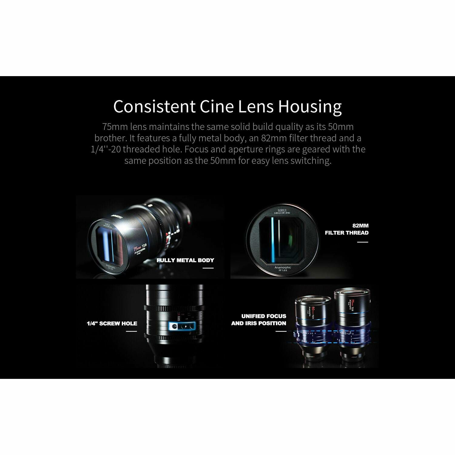 Sirui 75mm T2.9 1.6x Anamorphic lens Venus E75 objektiv za Sony E