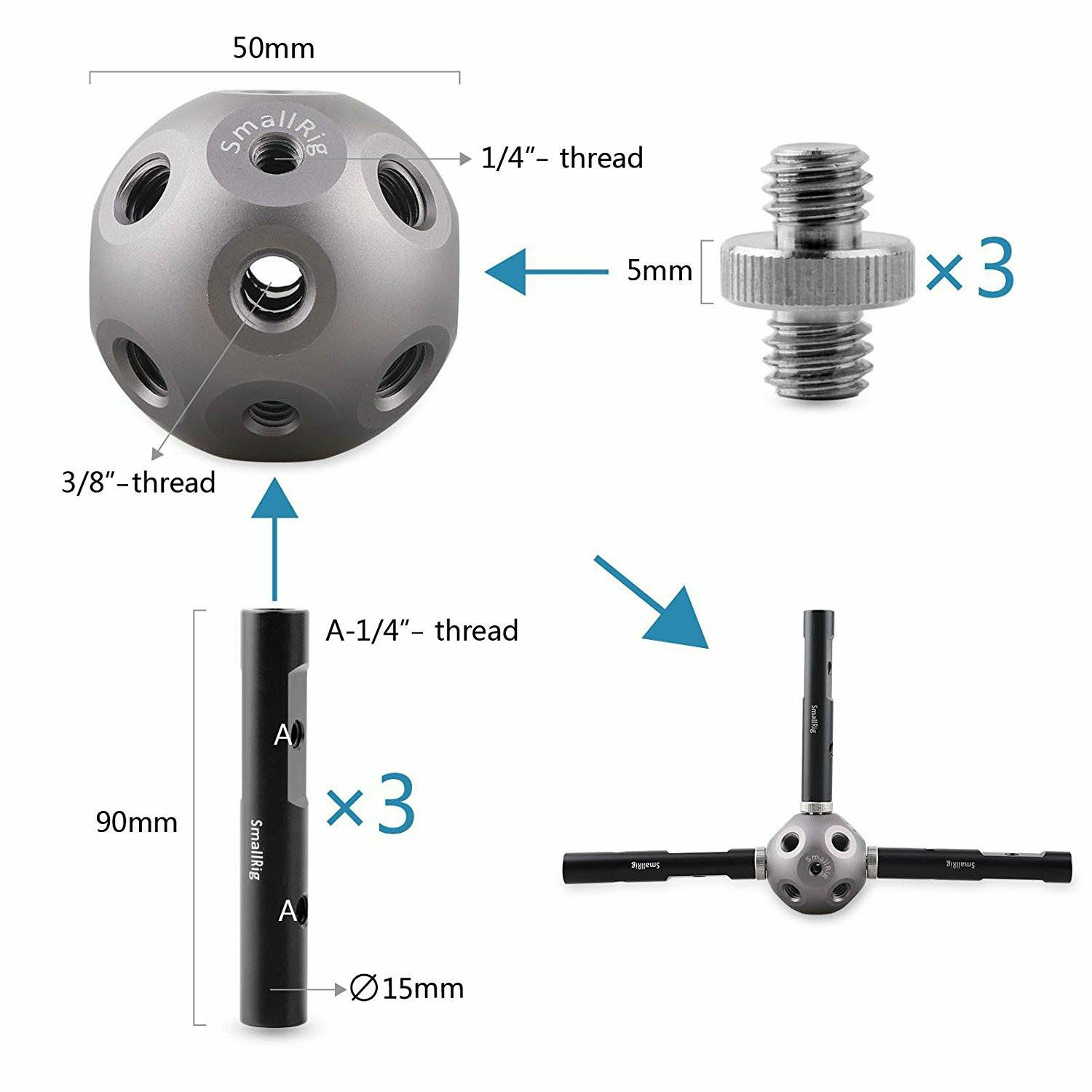 SmallRig Universal Magic Ball Multi Accessory Adapter spojna kugla za zglobne ruke i video dodatke (1923)