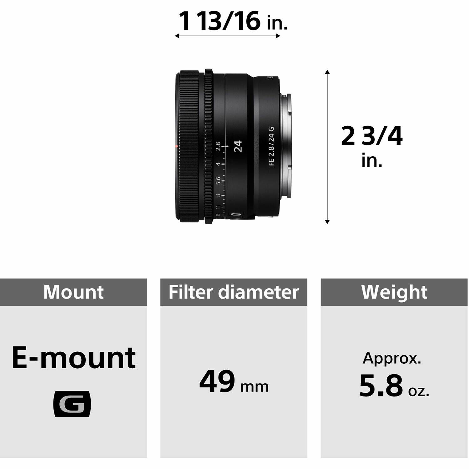 Sony FE 24mm f/2.8 G širokokutni objektiv za E-Mount SEL-24F28G SEL24F28G (SEL24F28G.SYX)