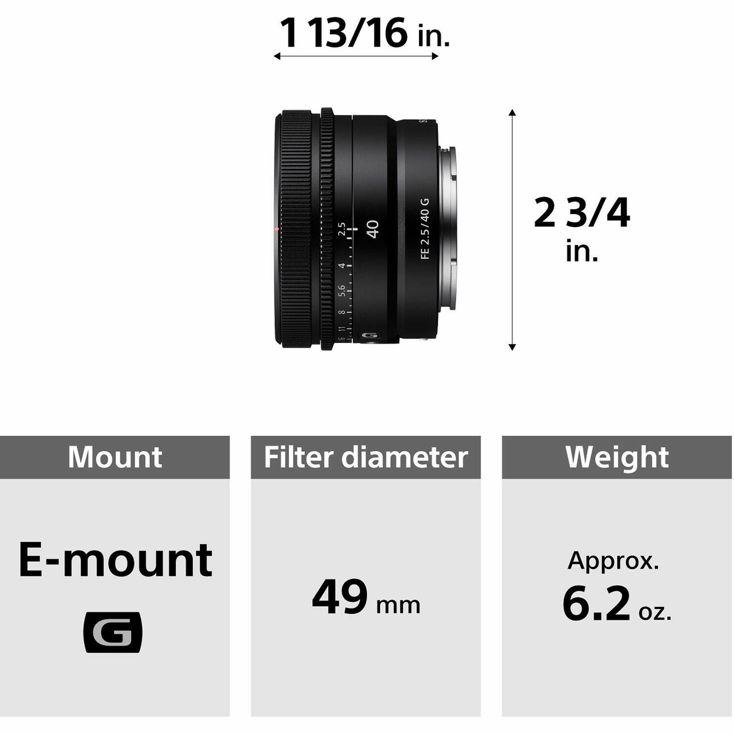 Sony FE 40mm f/2.5 G objektiv za E-Mount SEL-40F25G SEL40F25G (SEL40F25G.SYX)