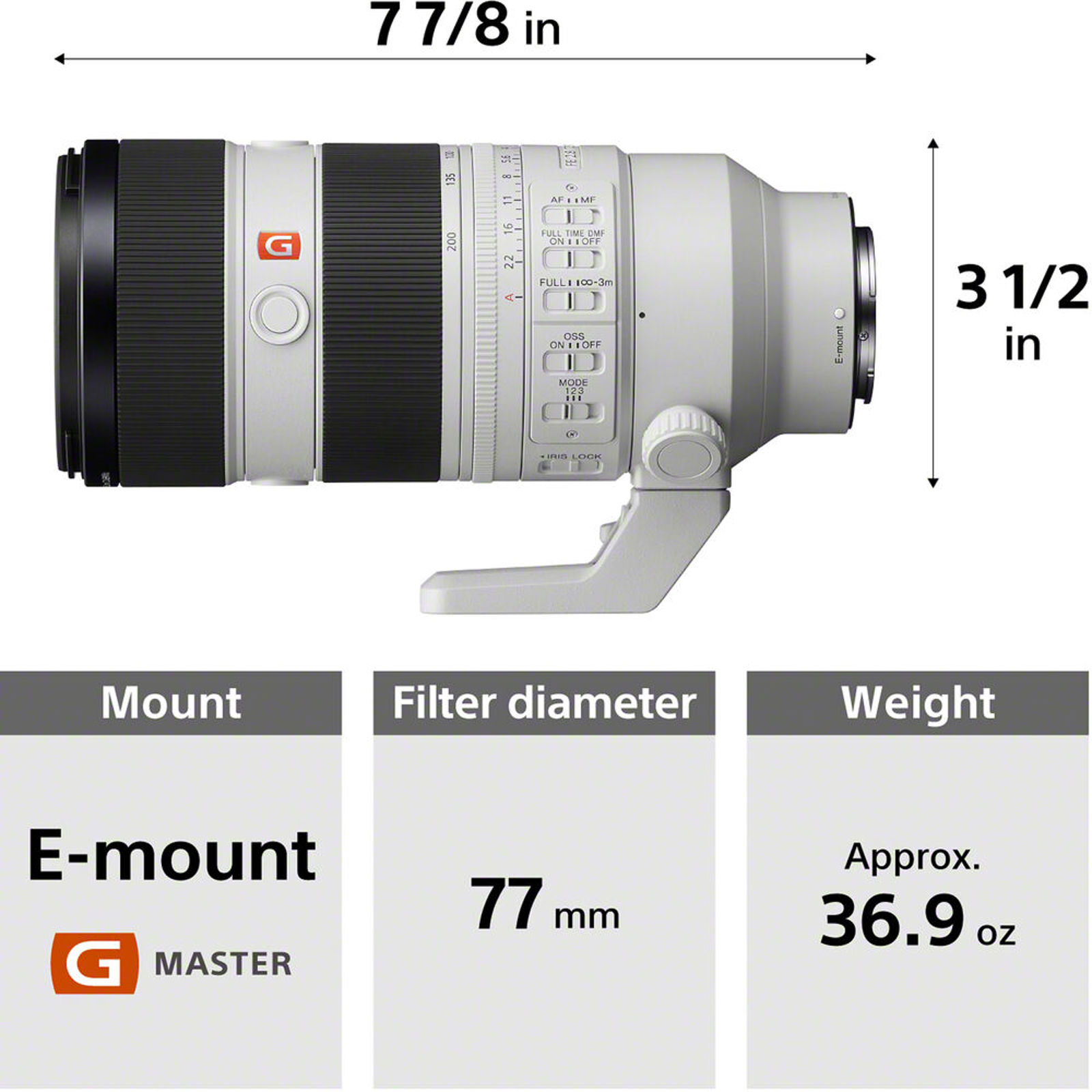 Sony FE 70-200mm f/2.8 GM OSS II portretni telefoto objektiv za E-mount 70-200 F2.8 2.8 f/2,8 G Master SEL-70200GM2 SEL70200GM2 (SEL70200GM2.SYX)