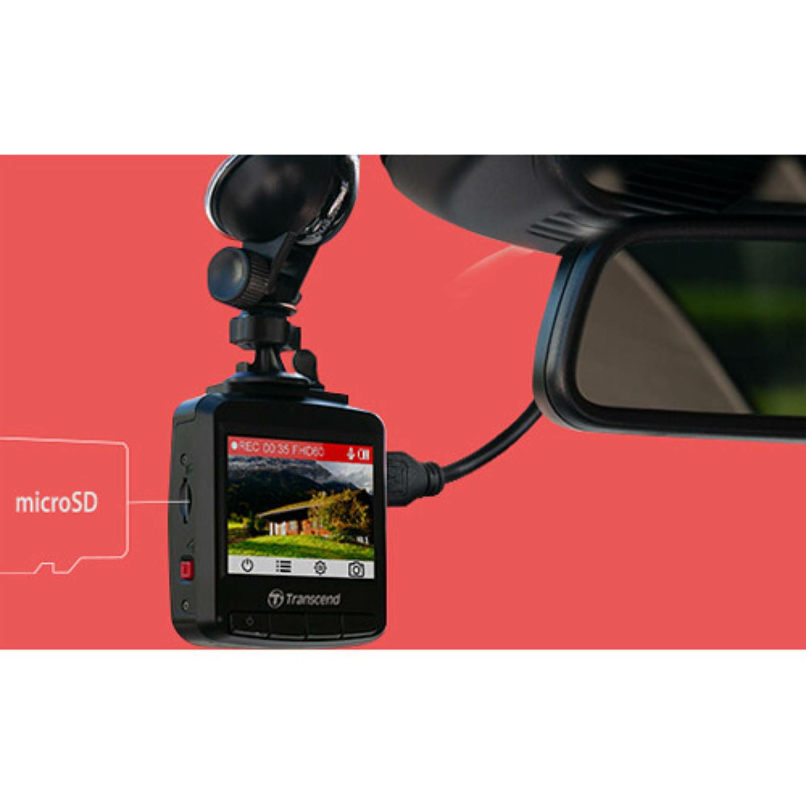 Transcend DrivePro 250 Dashcam (64GB) with Suction Mount