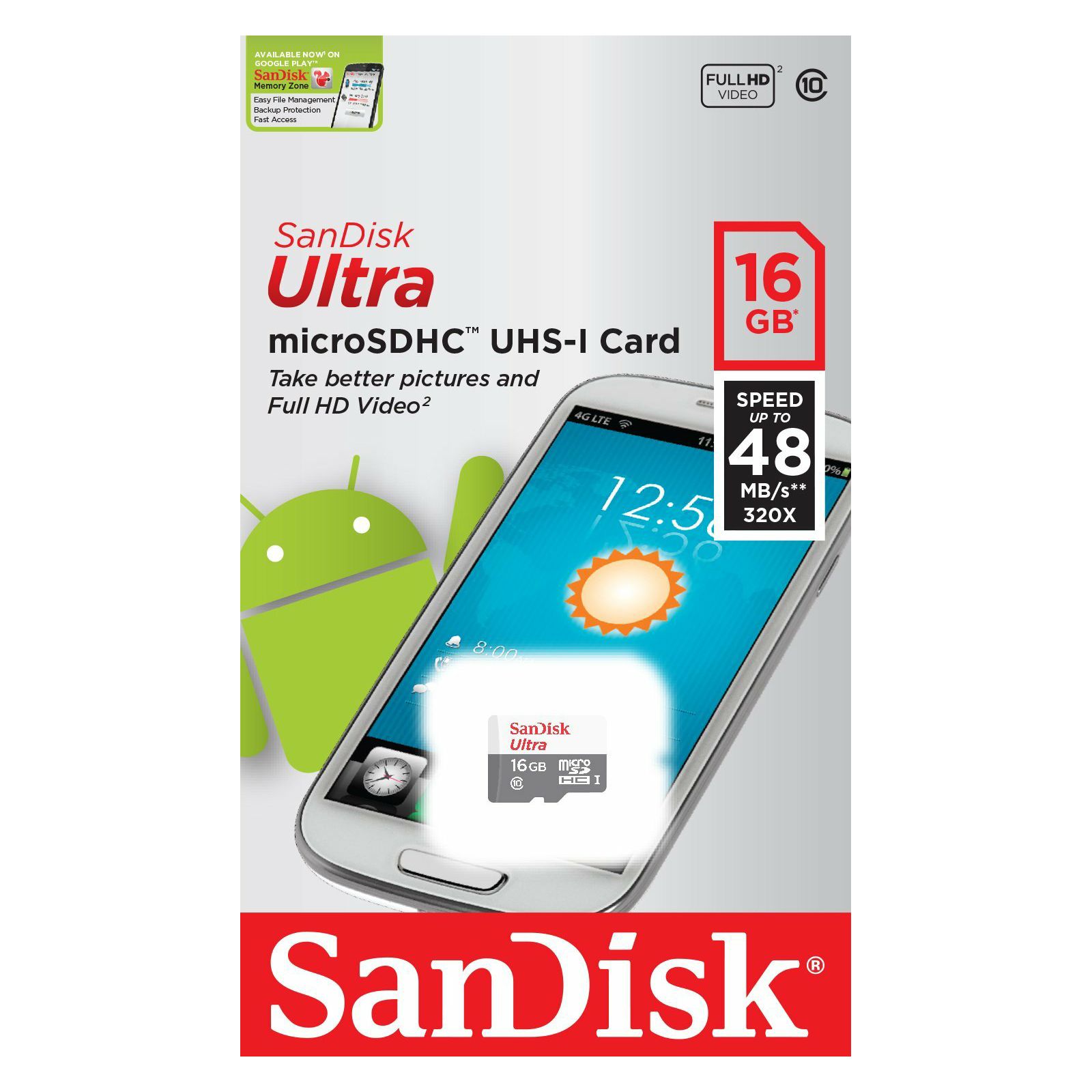 SanDisk Ultra Android microSDHC 16GB 48MB/s Class 10 UHS-I SDSQUNB-016G-GN3MN Memorijska kartica