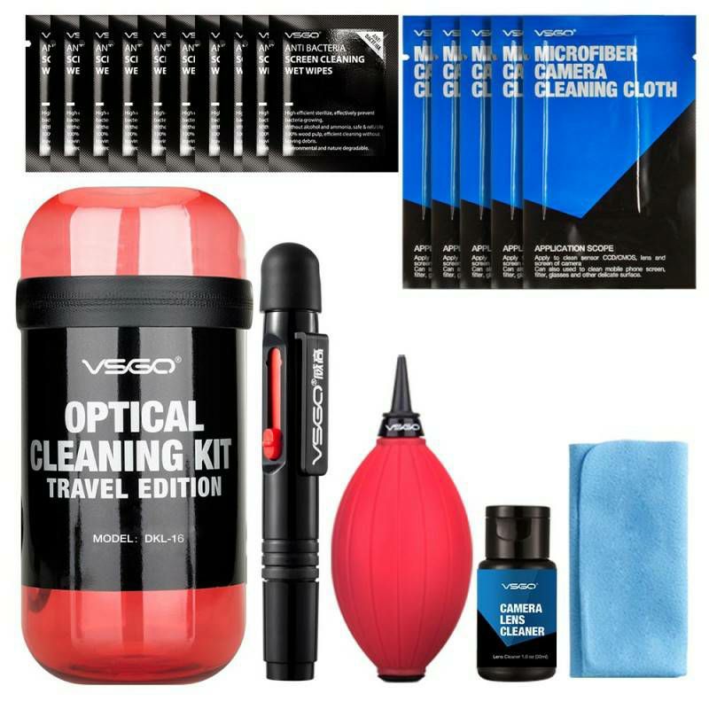 VSGO DKL-15R Red Optical cleaning KIT travel edition (1x Mini Air blower + 1x Lens Pen + 5x 15x15cm mikofibra + 1x Cleaning Cloth + 1x 30ml tekućina + 10x Wet wipes)