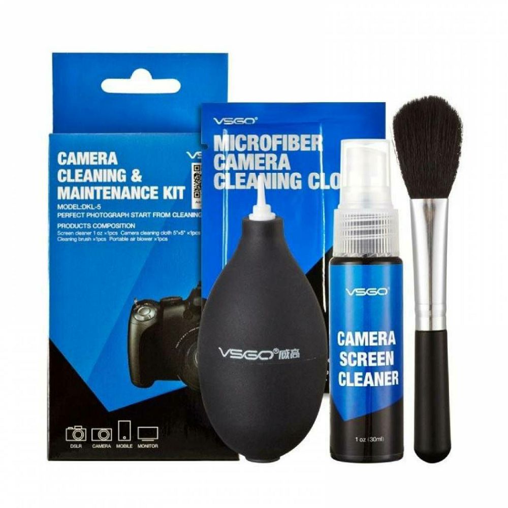 VSGO DKL-5S Camera Lens Cleaning KIT komplet za čišćenje fotoaparata i objektiva (1x 30ml tekućina + 15x15cm mikofibra + 1x Mini Air blower + 1x Cleaning Brush)