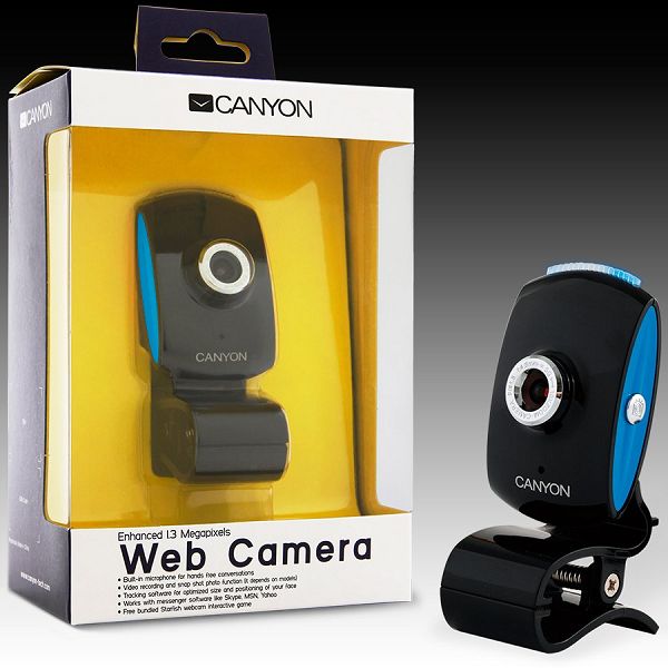 Web Camera CANYON CNR-WCAM413G1 (1.3Mpixel, CMOS, USB 2.0) Black/Blue