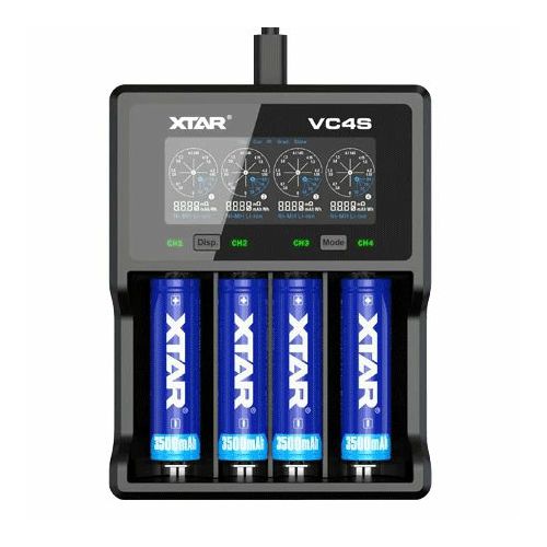 Xtar VC4S LCD USB punjač za baterije Li-ion/Ni-MH/Ni-CD AAAA, AAA, AA, A, SC, C, 10440, 14500, 14650, 16340, 17500.17670, 18350, 18500, 18650, 18700, 20700, 21700, 22650, 25500, 26650